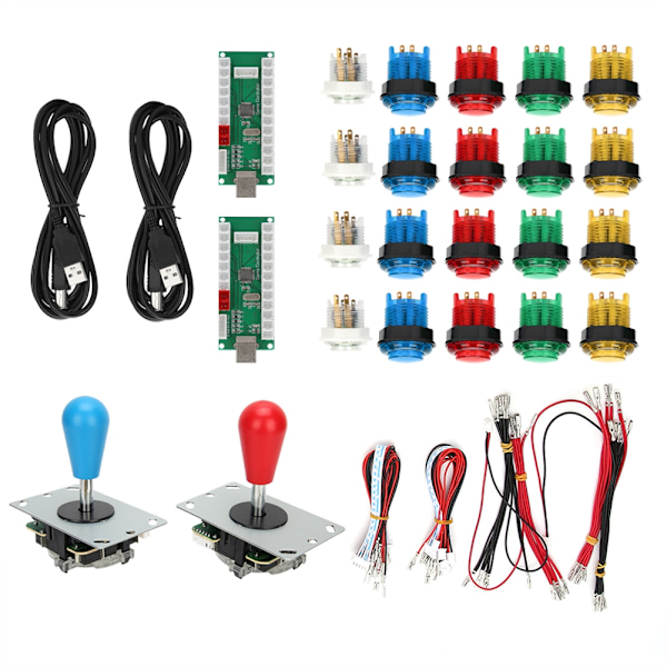 Game Rocker DIY tilbehør lysknap til Win10 / Win8 / Win7 / Vista / XP / 2000 / 98 (Double DIY Fighting Game Colorful )