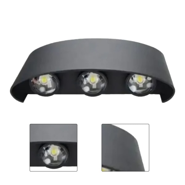 Utomhus LED-vägglampor 6 LED-plåsterljuskälla Aluminium Vattentät Utomhus Trädgård Veranda Lampor 6W AC100‑260V Svart