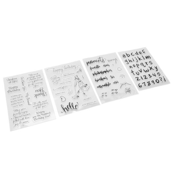 Klart silikonforsegling hilsen ord alfabet tall mønster preging mal for papir kortfremstilling DIY scrapbooking
