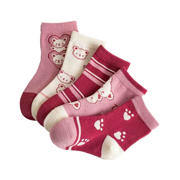 Barnstrumpor Cartoon Mönster Mid Calf Kammad Bomull Småbarnsstrumpor för Höst Vinter L (för 5‑8 år gamla)