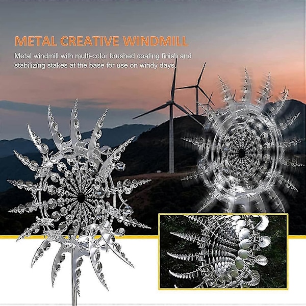 Uusi 3D-tuulimylly 2025, ainutlaatuinen ja maaginen, metallinen, pyörii helposti, tuuliviirit ulkokäyttöön, tuulikineettinen veistos nurmikolle