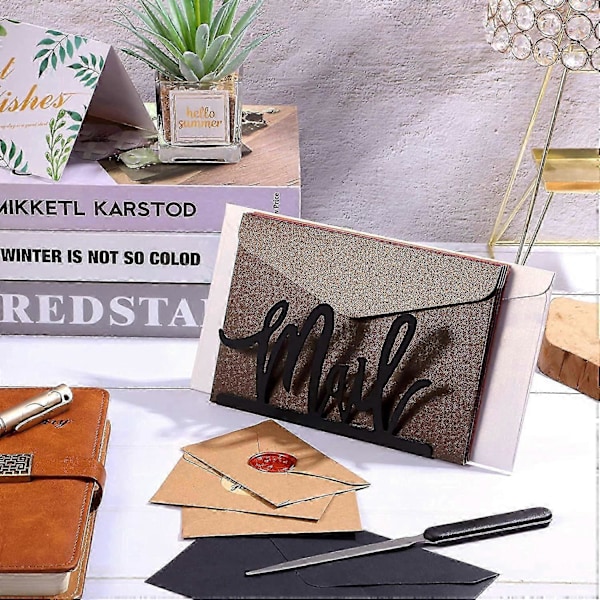 Postiteline musta metallinen kirjelajittelija työpöydälle, leikattu postin järjestäjä_SZXM