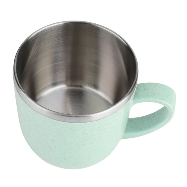 Termoskopp i rustfritt stål og hvetestrå for vann, kaffe, juice, melk (grønn)