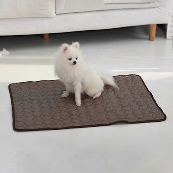 2 st/set Kylmatta för husdjur Sommar Bekväm Matta för Hund Valp Katt Husdjur Sovtillbehör, Brun 50*40cm+60*50cm