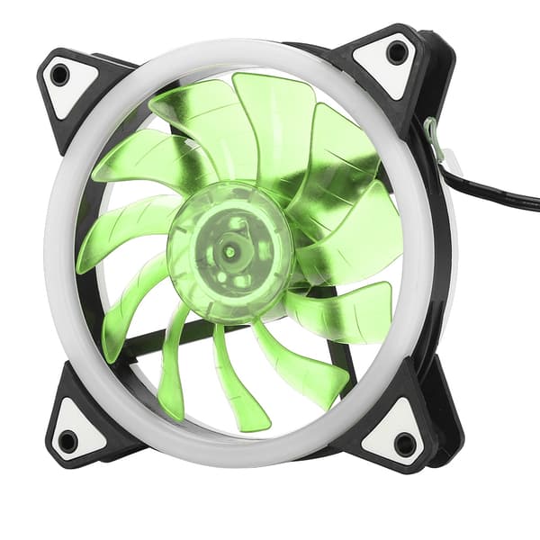FAN-RS18 12V DC 120mm LED kabinetblæser med dobbelt blænde, multi-interface køleblæser (grøn)