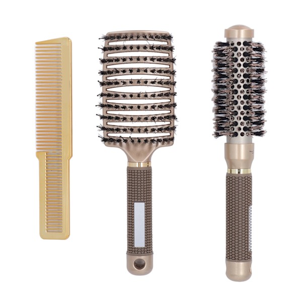 3st hårborste set Hemma frisörsalong Rund borste Böjd ventilborste Clipper Skärkam Styling Tool