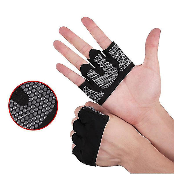 Sklisikre halvfinger treningshansker for trening, vektløfting, sport - Palm Protector (grå, stor)