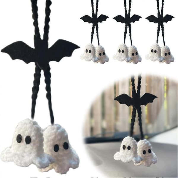 Handmade Crocheted Halloween Plush/Soft Bag or Car Pendant - Ghost 1pcs