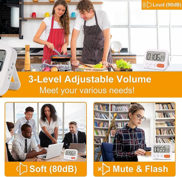 Stor Magnetisk Köktimer - Hög Alarm, Perfekt för Matlagning, Läxor, Kontor, Gym, Klassrum