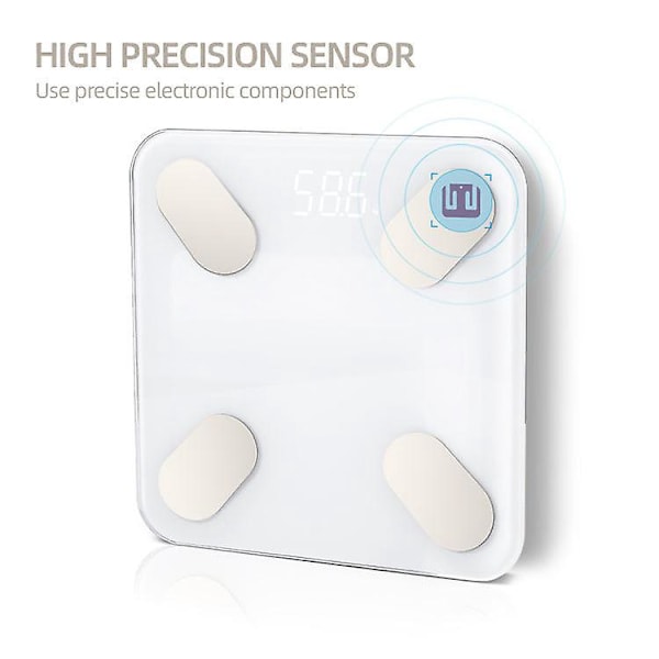Bluetooth Kroppsviktsvåg Smart Badrumsvåg med Högprecisionssensor Kroppsfett BMI och Sammansättningsmonitor