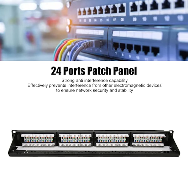 CAT6 24-portars nätverkspatchpanel stöder 10G Ethernet RJ45 nätverkspatchpanel för 19-tums standardkabinett