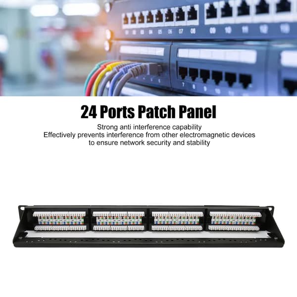CAT6 24-ports netværkspatchpanel understøtter 10G Ethernet RJ45 netværkspatchpanel til 19-tommer standardkabinet
