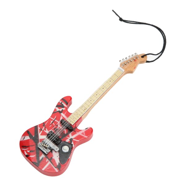 Gitarrmodell Fina Detaljer Rött Träkorn Lind Miniatyrgitarr för Vitrindekoration Present