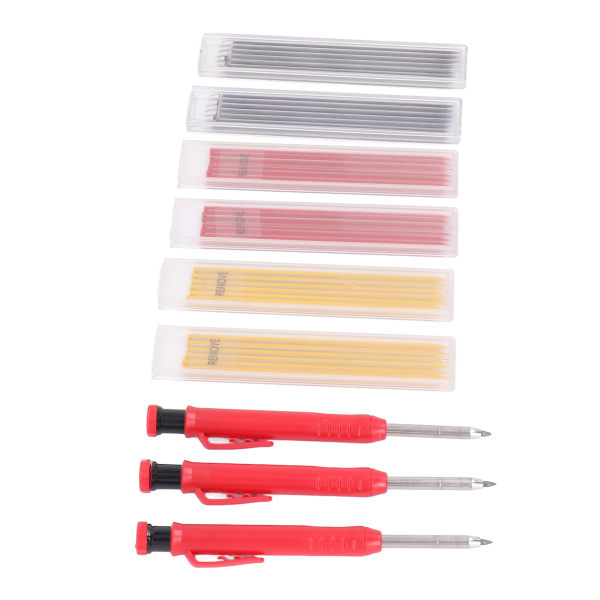 39st Carpenter Pencil Marking Tool Set med 3 färger Refills för träbearbetning