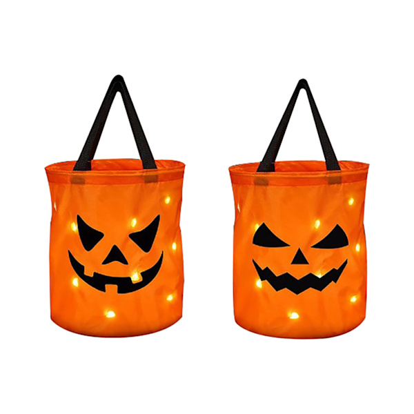 2 stk LED Halloween godteriposer 12 tommer høye 10 tommer brede gresskar stil batteridrevne Halloween festposer for fest