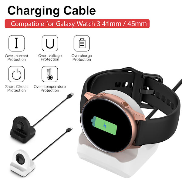 Smart Watch Oplader Oplader Strømadapter Dock Stand Beslag Kompatibel til Samsung Galaxy Watch 3 41mm/45mm