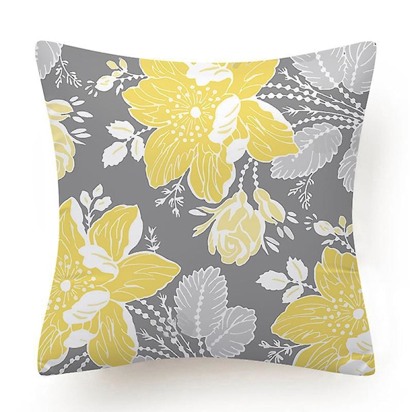 Sæt med 4 stk. dekorative pudebetræk 45 x 45 cm blødt slidstærkt firkantet pudebetræk med blomsterdesign trykt til sofa seng stue