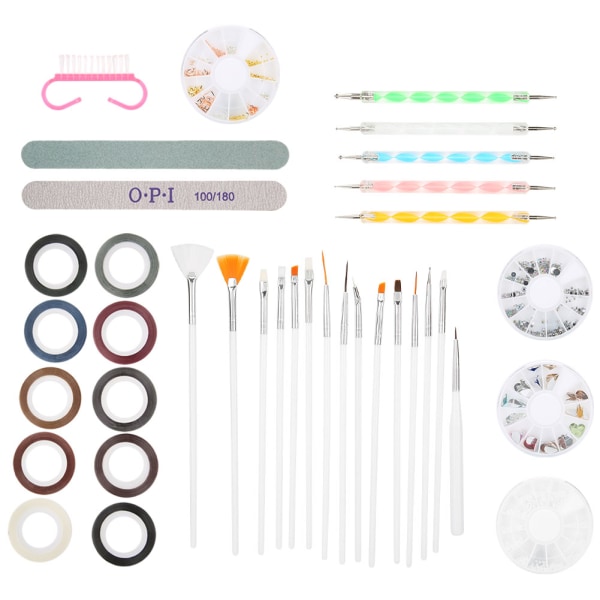 Neglepenn poleringsstrimler Manikyrfil Nail Art Crystal Rhinestones Dotting Tool Set