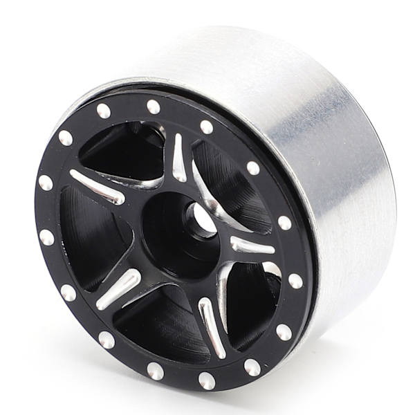 4 st RC Aluminium Alloy Beadlock Hjul Fälg Nav för Axial SCX24 90081 1/24 RC Bil Uppgradering Delar Svart