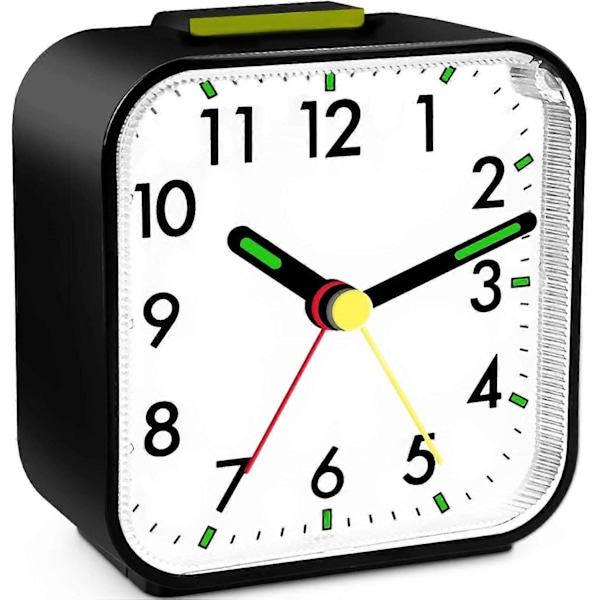 Lämplig Tyst Analog Väckarklocka Reseväckarklocka Liten Morgonväckarklocka med Snooze-funktion Batteri