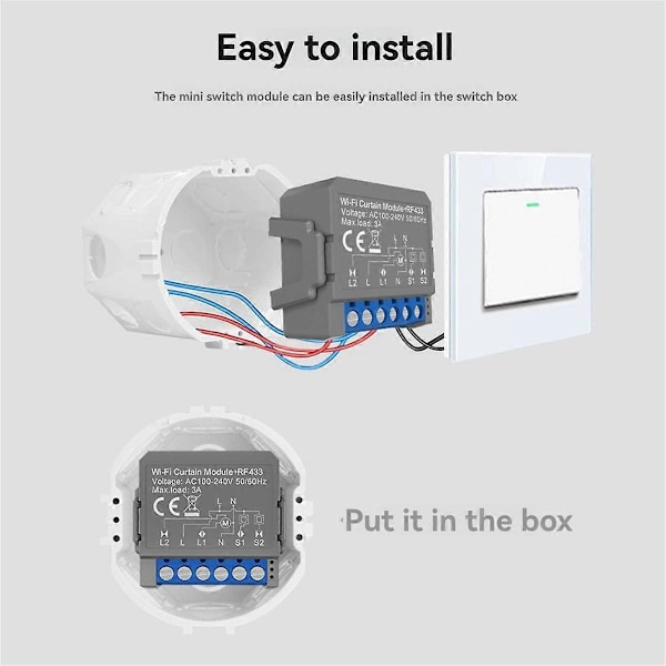 2 stk. Tuya WiFi Smart Gardin Switch Modul med RF433 Fjernbetjening