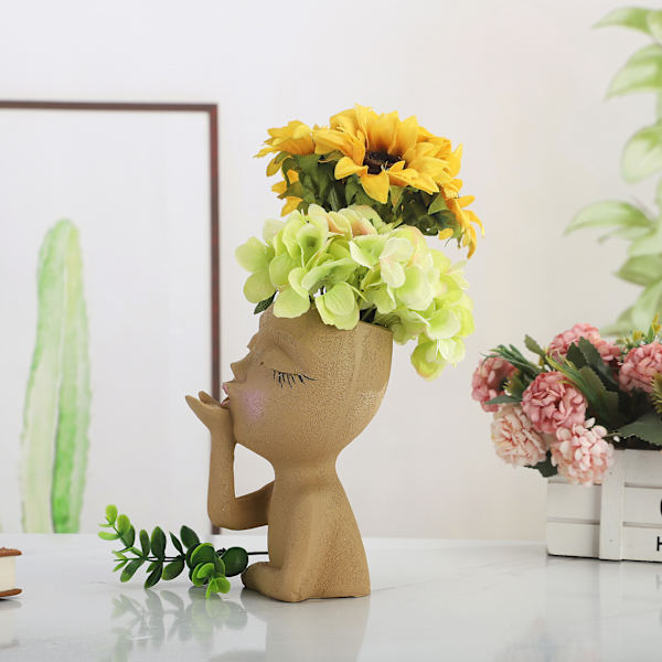 Mannequin Resin Blomkruka Ansikte Blomkruka Trädgårdsdekoration
