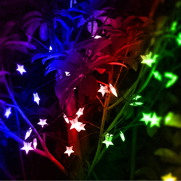 Solar Star String Lights Utomhus Solar Powered String Lights Blinkande Fairy Lights för trädgård Gräsmatta Uteplats Landskap Xmas Holiday dekorationer
