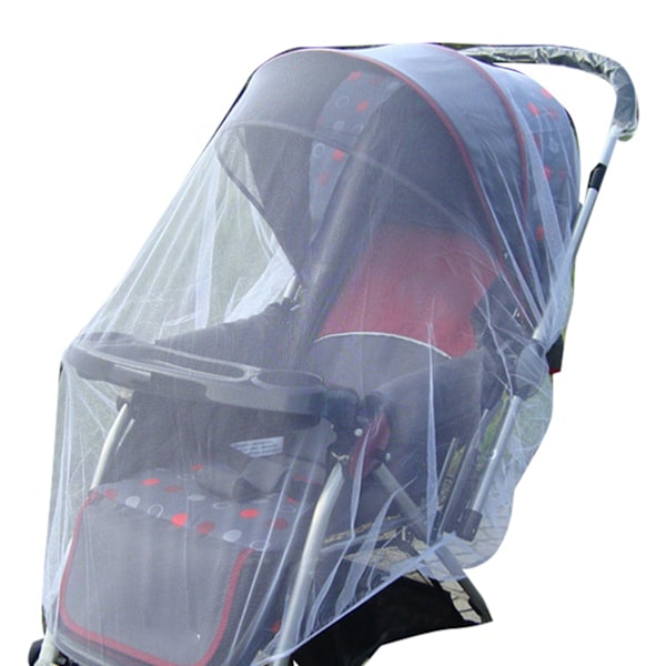 Stroller Bug Net Universal Blødt Komfortabel åndbar fortykket Baby klapvogn Fuldt dækket Bug Net Hvid