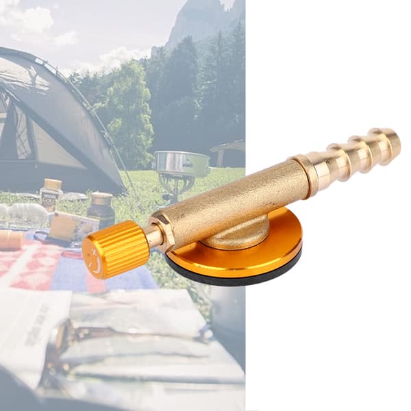 Gasspåfyllingsadapter i messing, sikkerhetsventil for utendørs camping (gul)