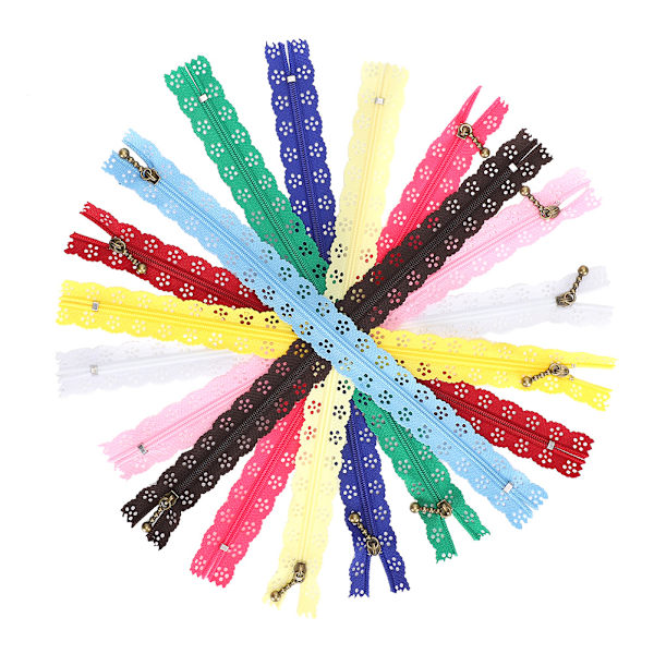 10 st spetsblixtlås blandad stil knopp silkesform nr 3 nylon sytillbehör 25 cm
