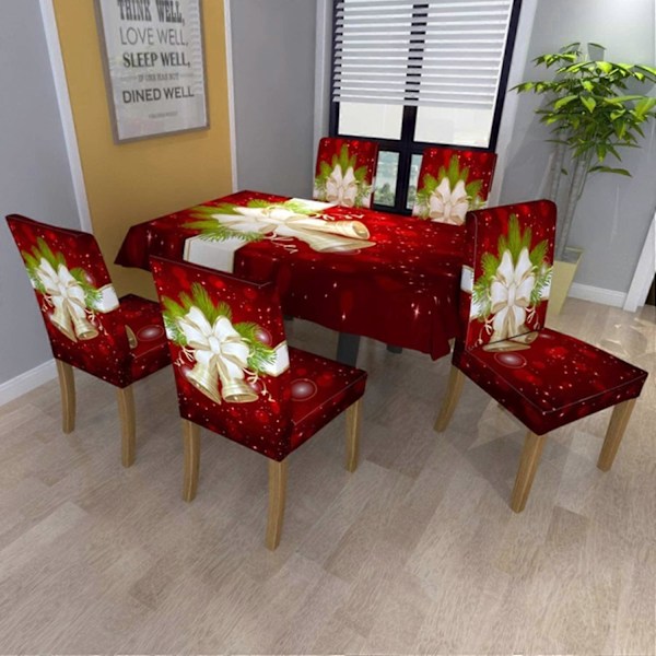 Stolsöverdrag Stretch Stolsöverdrag Sitsöverdrag Jul Möbelskydd för Matsal Ceremoni Hotell, ChrismasBell - 4-pack