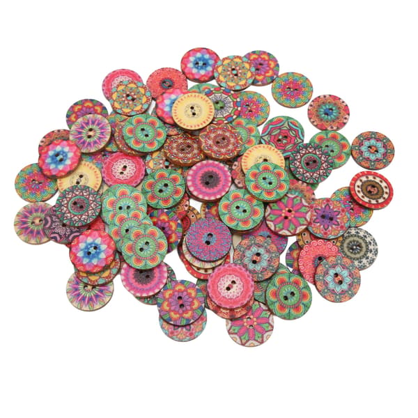 100 stk. treknapper retro blomstermønster holdbare 25 mm DIY-tilbehør for sying og håndarbeid
