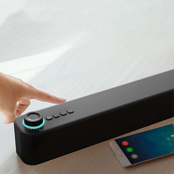 Mini Soundbar med Subwoofer til TV og PC Håndfri Opkald Hjemmebiografhøjttaler med Indbygget Mikrofon Sort