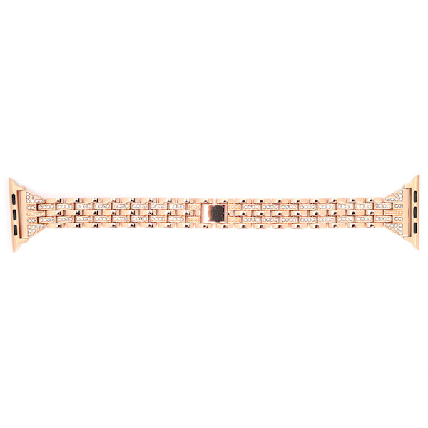 Klockarmband Dubbla rader Rhinestones‑prydda ersättningsmetallband för IOS Watch 42mm / 44mmRose Gold