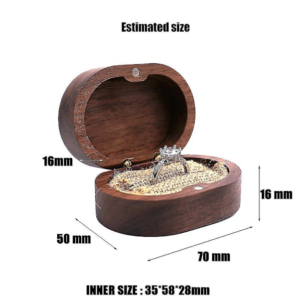 Mr och Mrs Ringbox, Vigselringbox med Magnet, Handgjord Träringbox för Bröllopsdagen