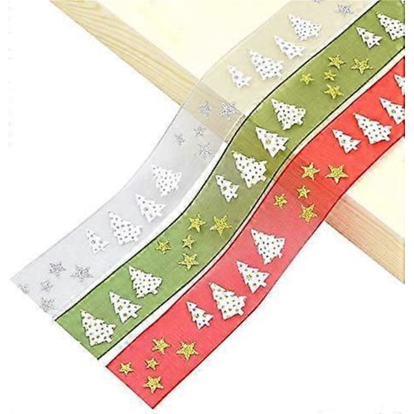 Set med 2 Julband Paljetter Design Julelement 2,5 cm x 5 m (Grå, Grön)