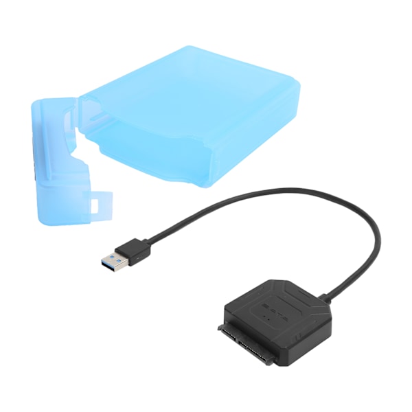 Harddiskadapterkabel HDD/SSD-omformerkabel med strømforsyning og boks EU-stik 100‑240VBlå