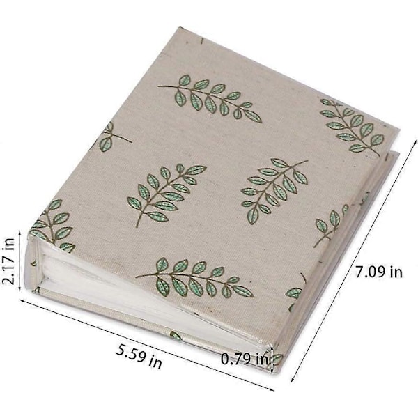 Kangaskantinen valokuva-albumi 100 taskulle, valokuvien säilytyskotelo 4x6 valokuville kirkkaalla muovisuojalla (Lehti)
