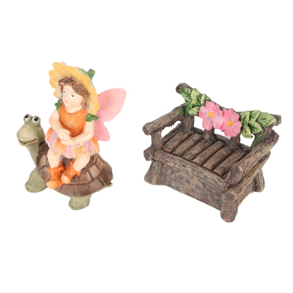 Miniatyr Fairy Staty Set Syntetisk harts Fairy Skulptur Tillbehör Dekorativ DIY Fairy Figurine för trädgårdsbalkong