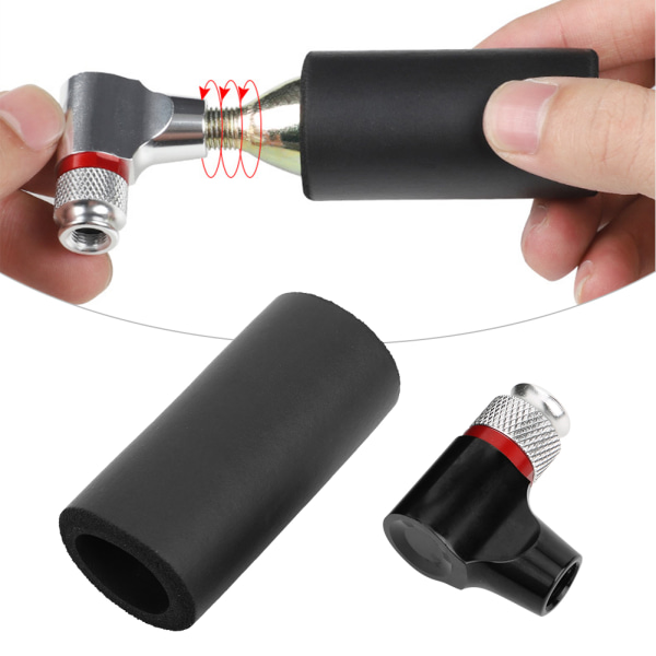 Alumiiniseoksesta valmistettu musta polkupyörän CO2 rengaspumppu Schrader/Presta Valve universal kannettava polkupyörän täyttö pyöräilyvarusteet