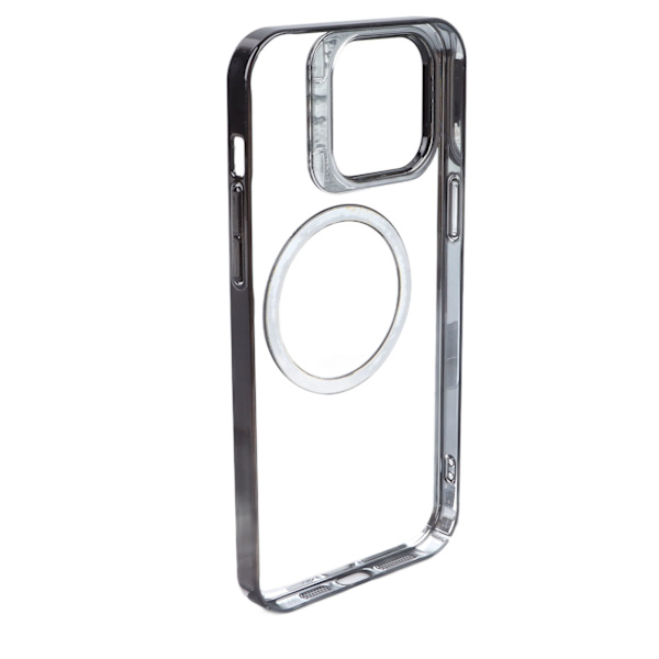 Hårdskal för mobiltelefon, magnetiskt, elektropläterat, svart, transparent, skyddande, för iPhone 14 PRO MAX