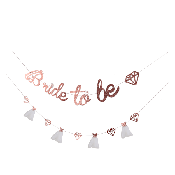Brudbrud Banner Guld Glitter Papper Glänsande Charmig Brudbrud Skylt Papper Mesh Bride to Be Banner för Brudbrud Ros Guld