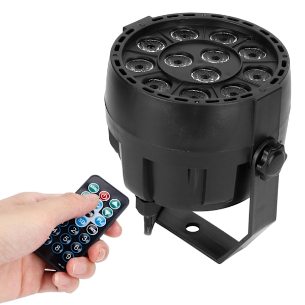 12 LED-brikker Spotlight RGB Lydkontroll Scenelys med Fjernkontroll for Fest KTV EU 90-240V