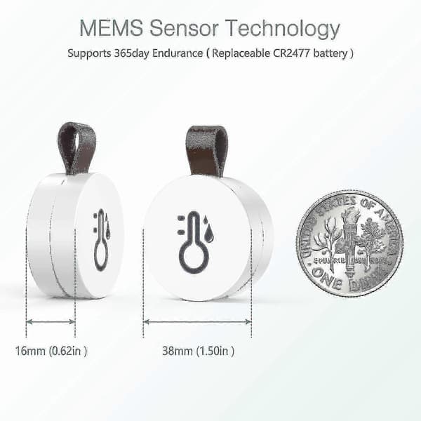 Bluetooth termometer hygrometer, trådløst termohygrometer mini, med smart sensorapp, datalogger og eksportdata til soveværelse, babyværelse, vinkælder 1 PC