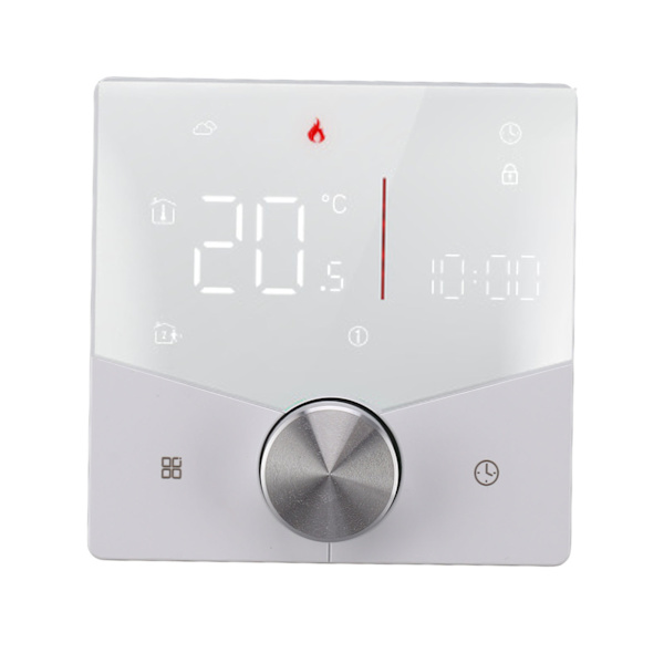 Smart termostat drejeknap design LCD farve display panel digital termostat til sauna rum gulvvarmesystem hvid