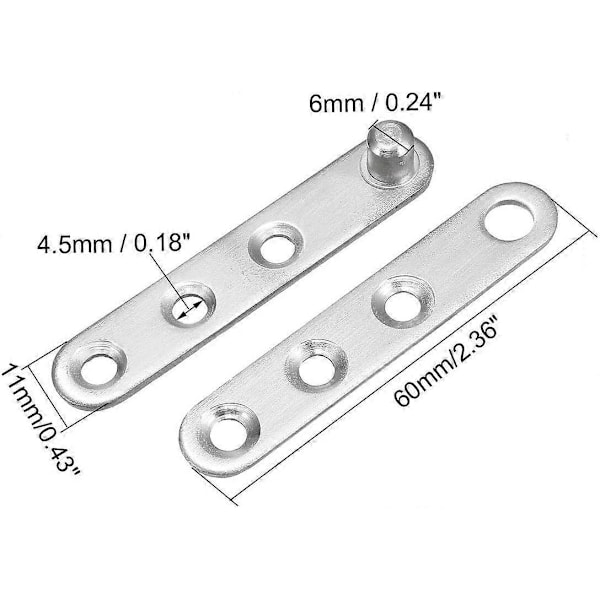 2 Set Rostfritt Stål 360 Graders Roterande Dörr Pivotgångjärn 60mm x 11mm