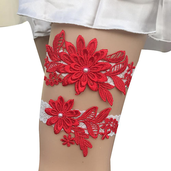 Brudslöja med spets och pärlor, handsydd daisy-design, 2 delar