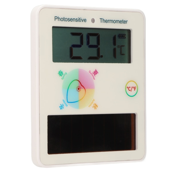 Soldriven termometer LCD-skärm Temperaturdisplay Dubbel enhet vidvinkel för hem inomhus utomhus
