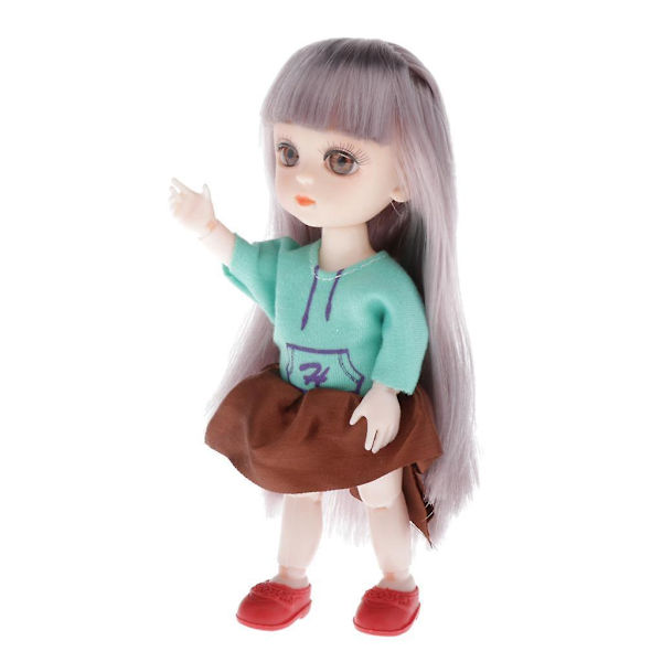 Fashion Dressing 16cm Mini Docka Flicka Leksak Lila Hår x 4