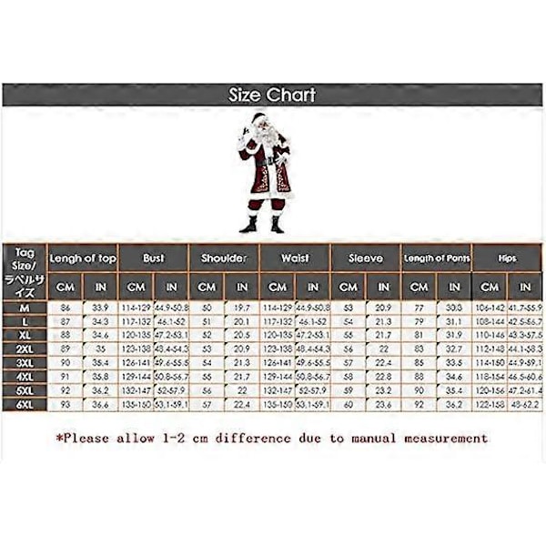 8-delad Jultomtedräkt Jul Tomtedräkt Plus Size FR M-5XL